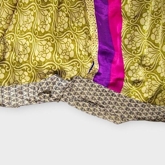 Ganesh Himalaya Womens Wrap Skirt One Size Adjustable Butter Yellow Silk Reverse - Picture 12 of 15